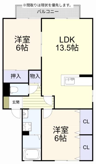 ベルデュール中曽根　A棟（201） 間取り図画像