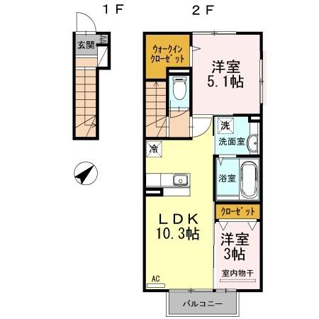 クラポンテＭⅡ（201） 間取り図画像