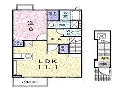 Ｙ・Ｙ　Ｌｉｌｙ　Ａ棟（201） 間取り図画像