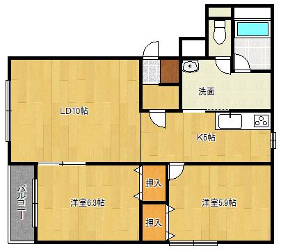 グランデュールⅡ（1-B） 間取り図画像