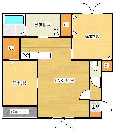 Dolce vita Ⅰ・Ⅱ（ドルチェビータ）（2-203） 間取り図画像
