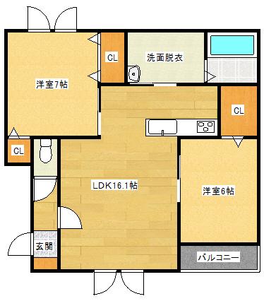 Dolce vita Ⅰ・Ⅱ（ドルチェビータ）（2-305） 間取り図画像