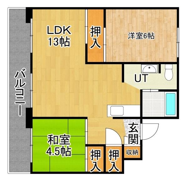 ビレッジハウス大成1号棟（404） 間取り図画像