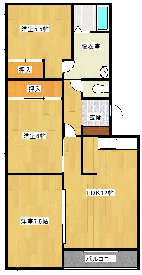 ピアチェーレ柏林台（2-D） 間取り図画像