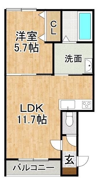 KN白樺16.20（201） 間取り図画像
