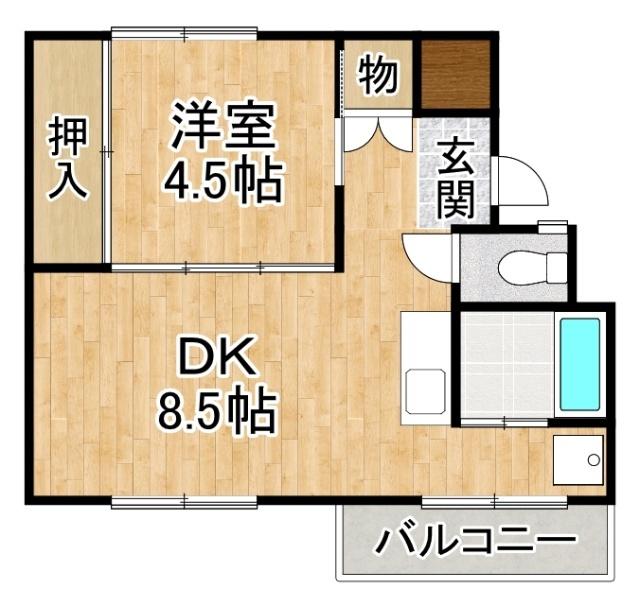 ビレッジハウス帯広1号棟（104） 間取り図画像