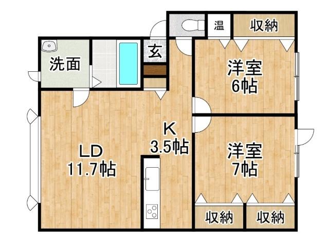 ユトリロ鳳乃舞B（1-3） 間取り図画像