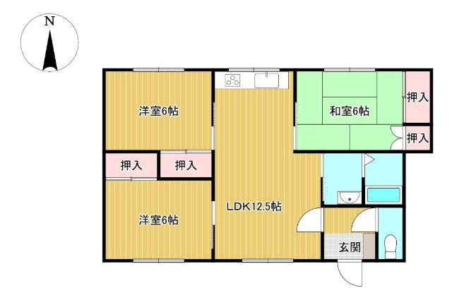 西25南3　一戸平屋建貸家（-） 間取り図画像