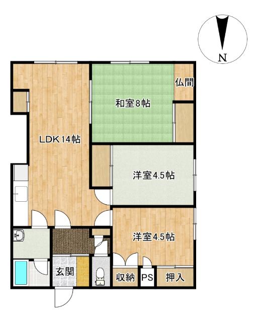 北海コーポ（101） 間取り図画像