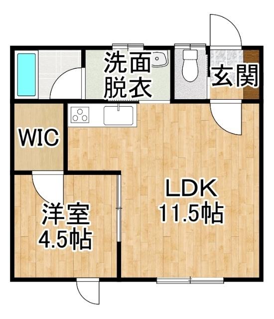 シュガーポットⅢ（201） 間取り図画像