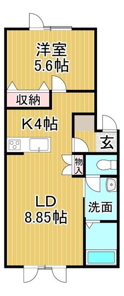 ル・マージュⅡ(西棟）（1-B） 間取り図画像