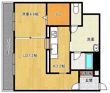 コーポS&K（2-D） 間取り図画像