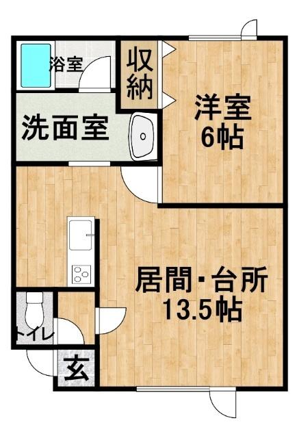 プレシャスハウス（2-B） 間取り図画像