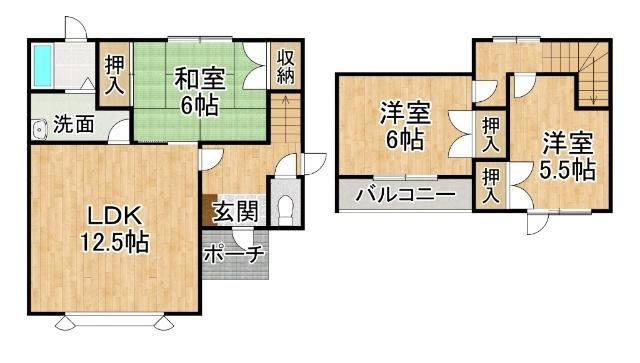 西22南3　一棟二戸貸家（nantou） 間取り図画像