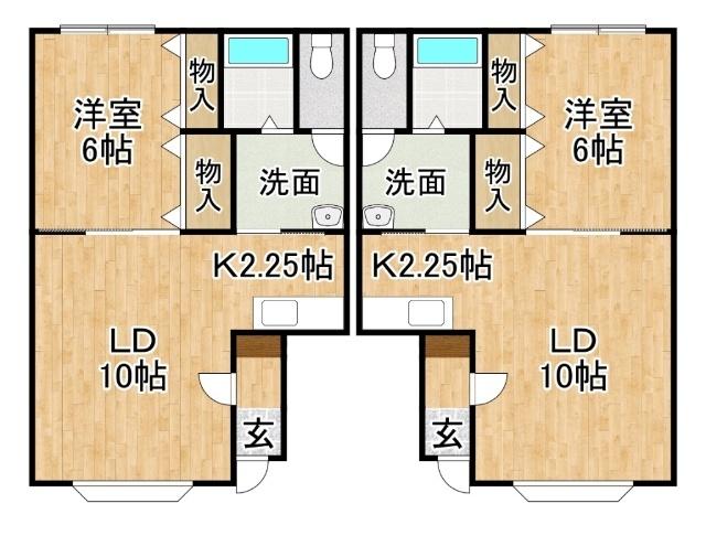 河東郡音更町中鈴蘭南アパート 間取り図画像
