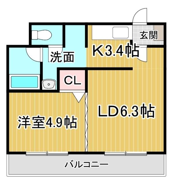 ラ･ヴィレット（2-B） 間取り図画像