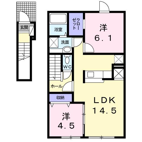 ＶＩＶＡＣＥⅠ（ヴィバーチェ）（201） 間取り図画像