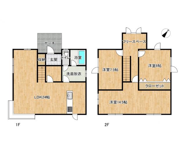 上川郡鷹栖町北野東4条2丁目　戸建て 間取り図画像