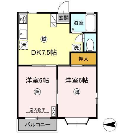 エステート笹谷Ｂ（201） 間取り図画像