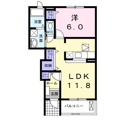 グランソレイユＫＯ　Ⅴ（102） 間取り図画像