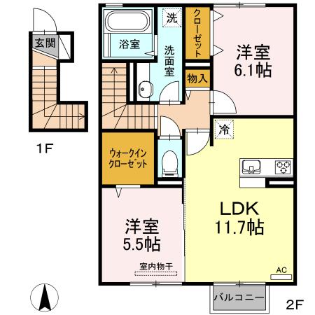 プルマージュ　Ａ（201） 間取り図画像