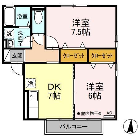 カーサ・リリー　Ｂ（202） 間取り図画像