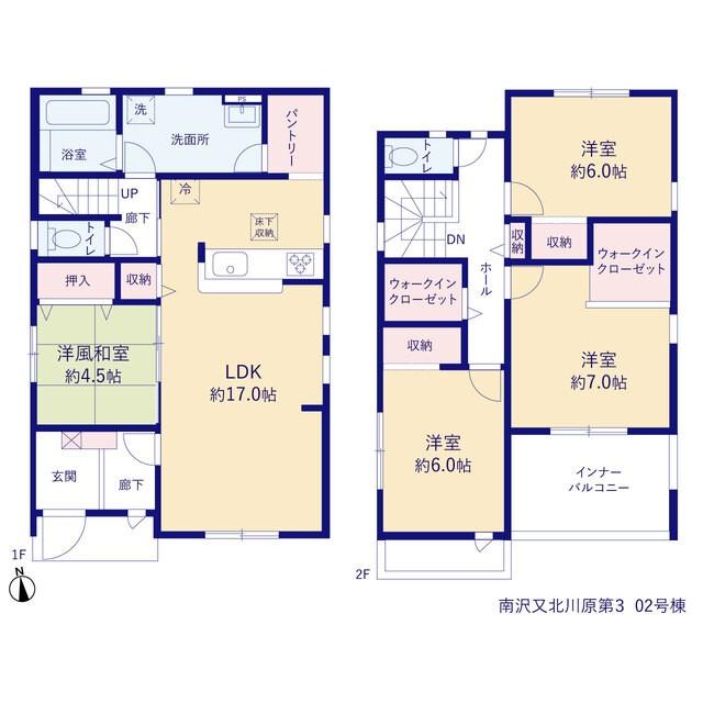 福島市南沢又　新築戸建2号棟 間取り図画像