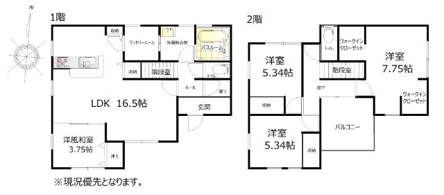 福島市八木田字榎内　中古戸建 間取り図画像