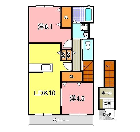 明石市二見町西二見アパート 間取り図画像