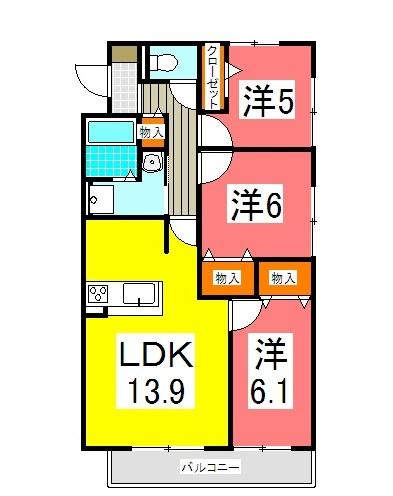 明石市大久保町福田アパート 間取り図画像