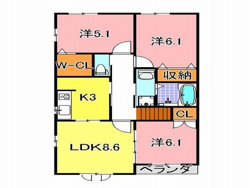 明石市大久保町福田アパート 間取り図画像