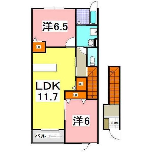 明石市大久保町大窪アパート 間取り図画像