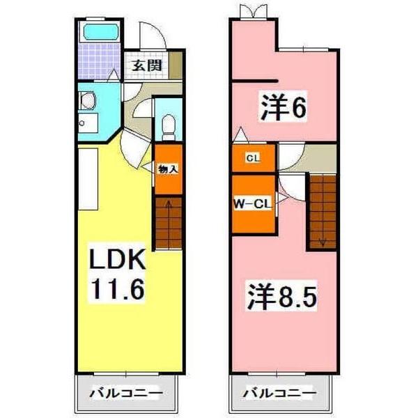 神戸市西区伊川谷町有瀬テラスハウス 間取り図画像