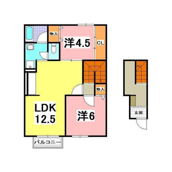 明石市西新町アパート 間取り図画像