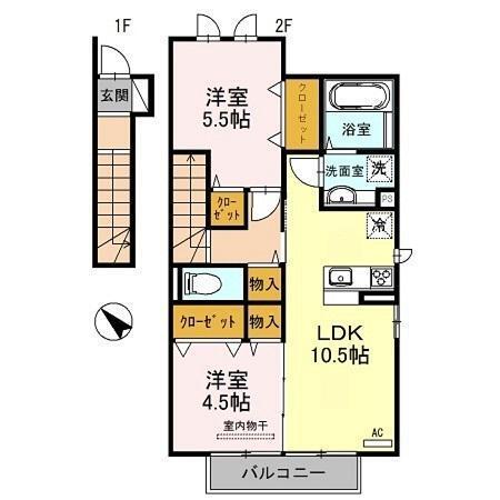 サンセール加佐　B棟（201） 間取り図画像
