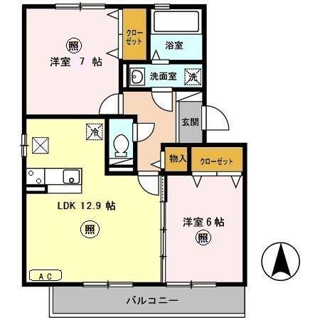 グランドアトリオ神戸西　D棟（205） 間取り図画像