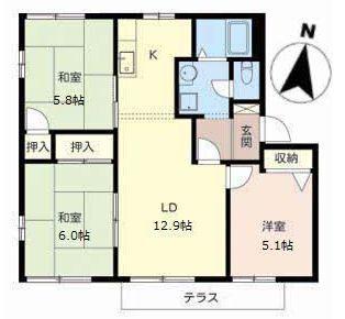 明石市魚住町清水アパート 間取り図画像