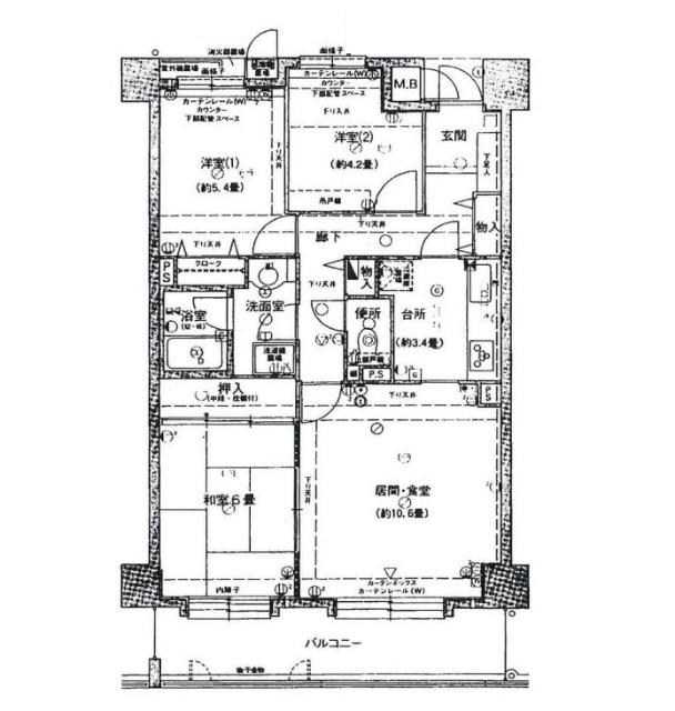 明石市朝霧南町マンション 間取り図画像
