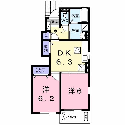 コスモグレイスＢ（101） 間取り図画像