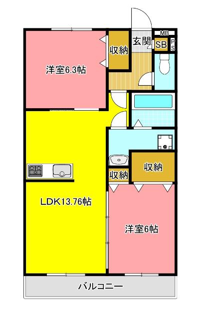 神戸市垂水区福田アパート 間取り図画像