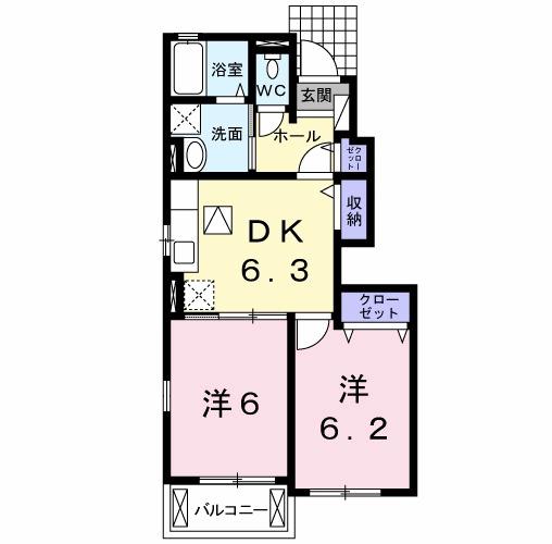 コスモグレイスＢ（102） 間取り図画像