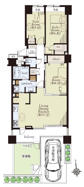 【南向き×専用庭×専用駐車場付】※現況優先