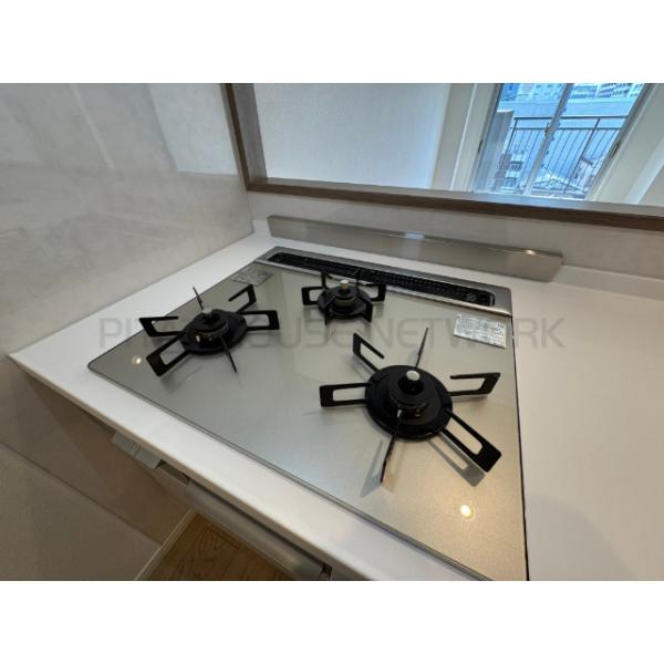 ガラストップ3口コンロ
