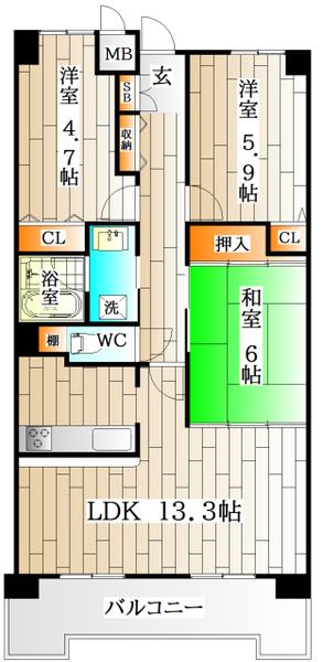 シャンティー舞子（403） 間取り図画像