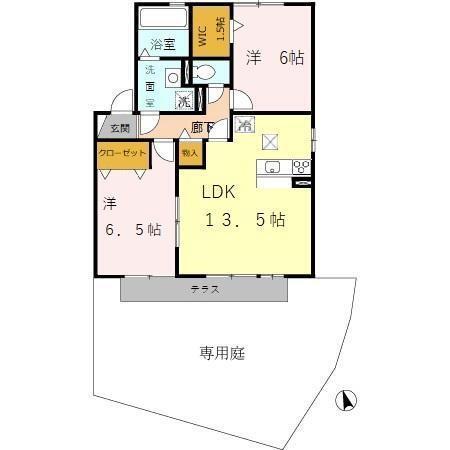 パインハイツ　Ｂ棟（101） 間取り図画像
