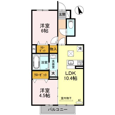 estasia　B棟（B102） 間取り図画像