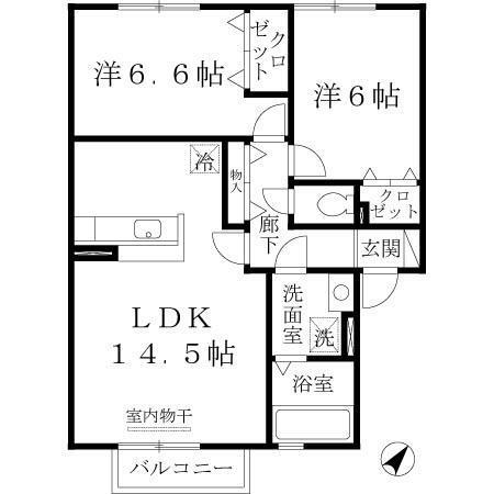 コンフォール・ヴィラ　Ｂ棟（201） 間取り図画像