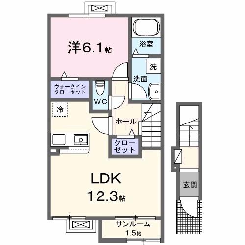 メゾン１２朝来（205） 間取り図画像