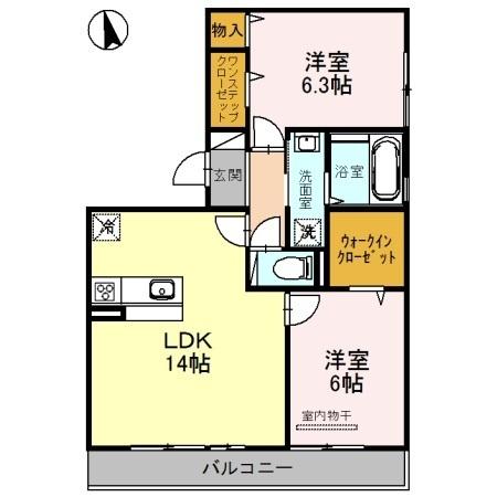 サニープレイス塩屋台（201） 間取り図画像