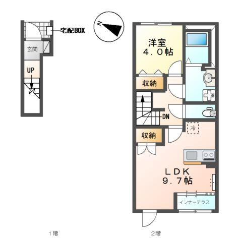 丹波篠山市中野　賃貸アパートⅡ 間取り図画像